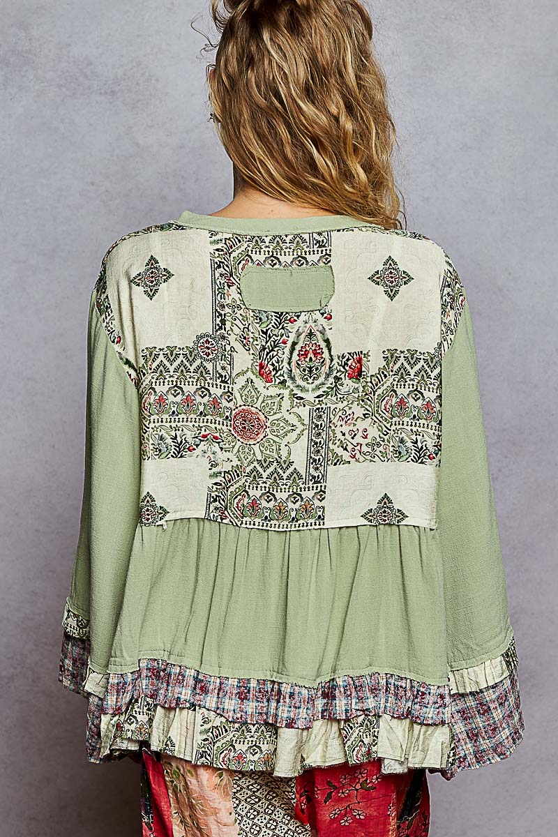 "Layla" Tiered Top in Tea Green