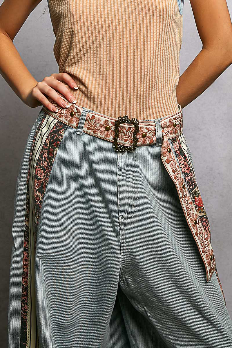 "Maeve" Belt Ivory in Mauve Florals