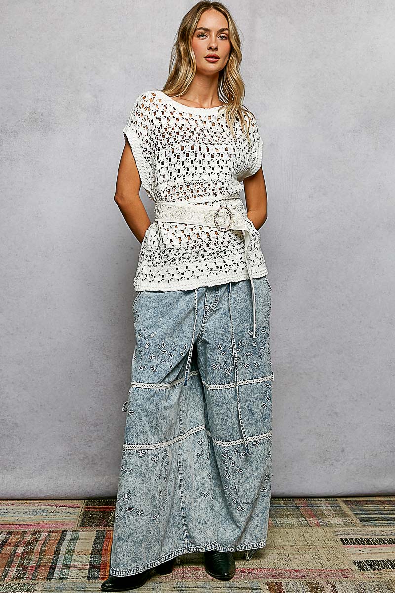 "Pearl Gray" Beaded Embellished Belt in Ivory and Silver