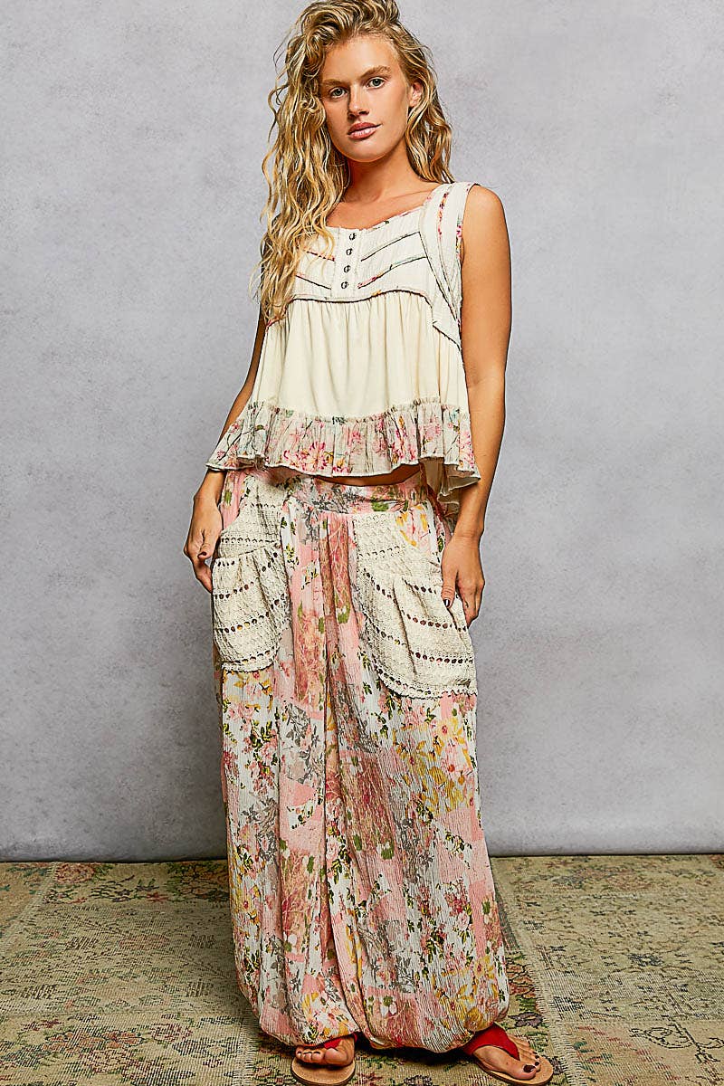 "Jersey" Square Neck Tank Top Blouse Natural