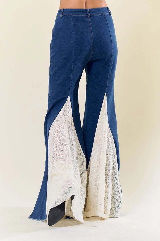 "Saint Lacey" Fitted Jeans w Lace Insets