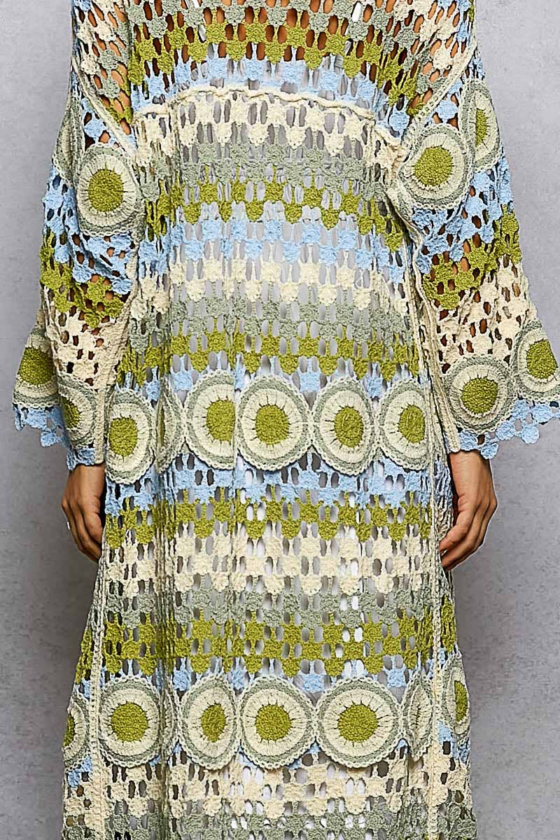 "Maisey" Crochet Open-Knit Cardigan Kimono Orange