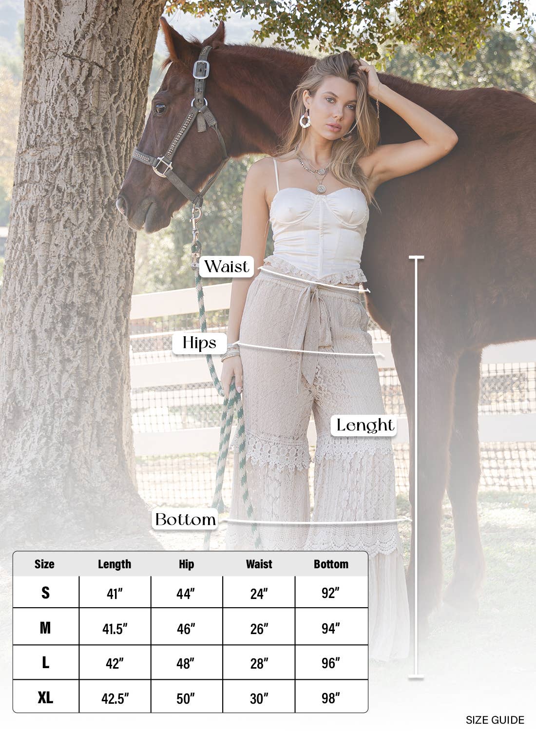 "Desert Dream" Lace & Voile Wide Leg Pant in Latte