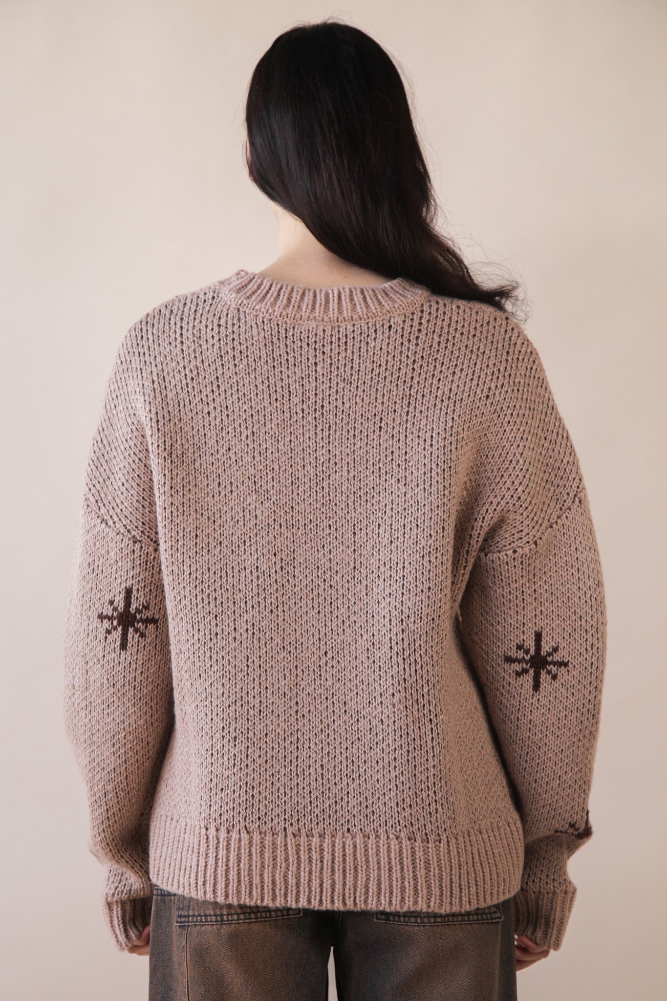 "Howdy" Cowboy Boot Graphic Knit Sweater Mocha