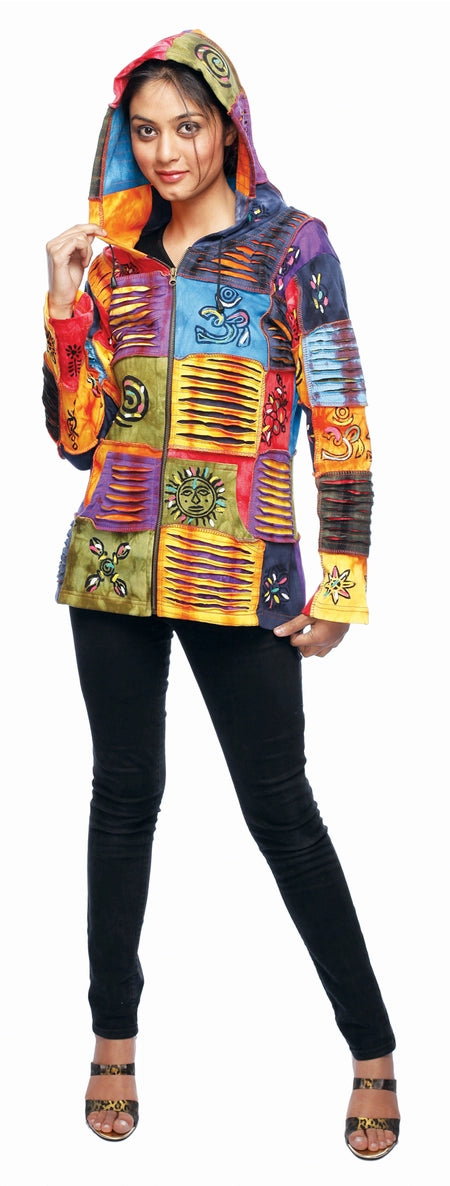 "Ohmega" Cotton Razor Cut Multicolor Hoodie Jacket
