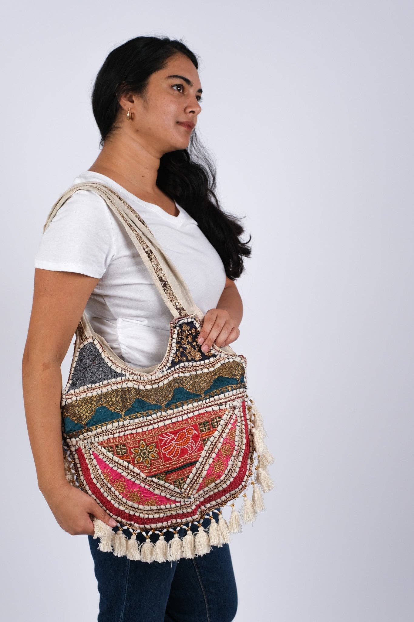 "Boho Bloom" Patchwork Shoulder Bag