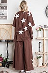"Cassia" Star Patch Top & Pants Set in Brown