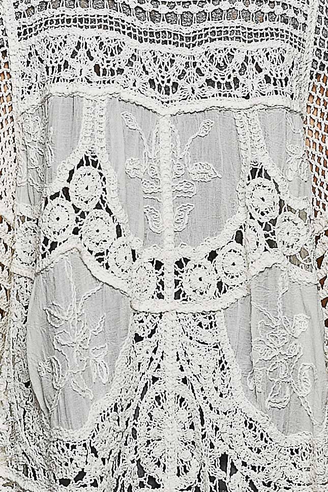 "Casey" Crochet Scalloped Edge Cardigan Off-White