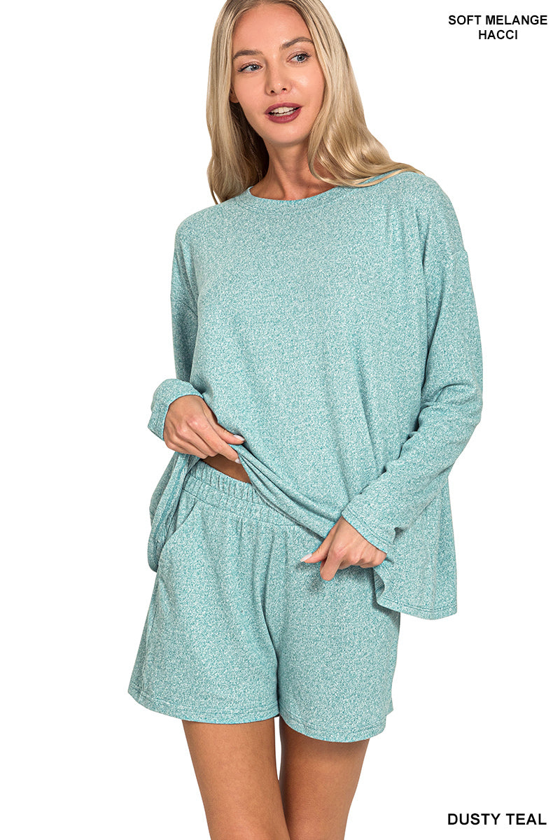 "Melanie" Soft Tee and Short Set in Dusty Teal