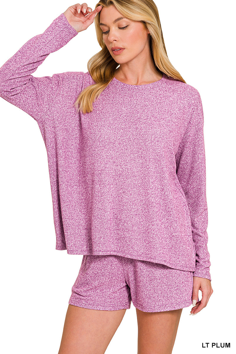 "Melanie" Soft Tee and Short Set in Lt Plum