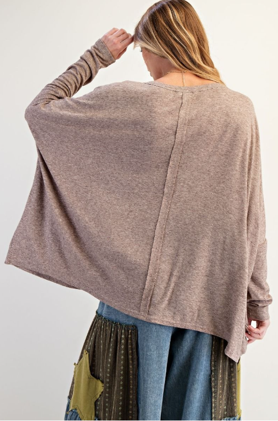 "Big Peace" Oversized Patchwork Shirt in Mocha