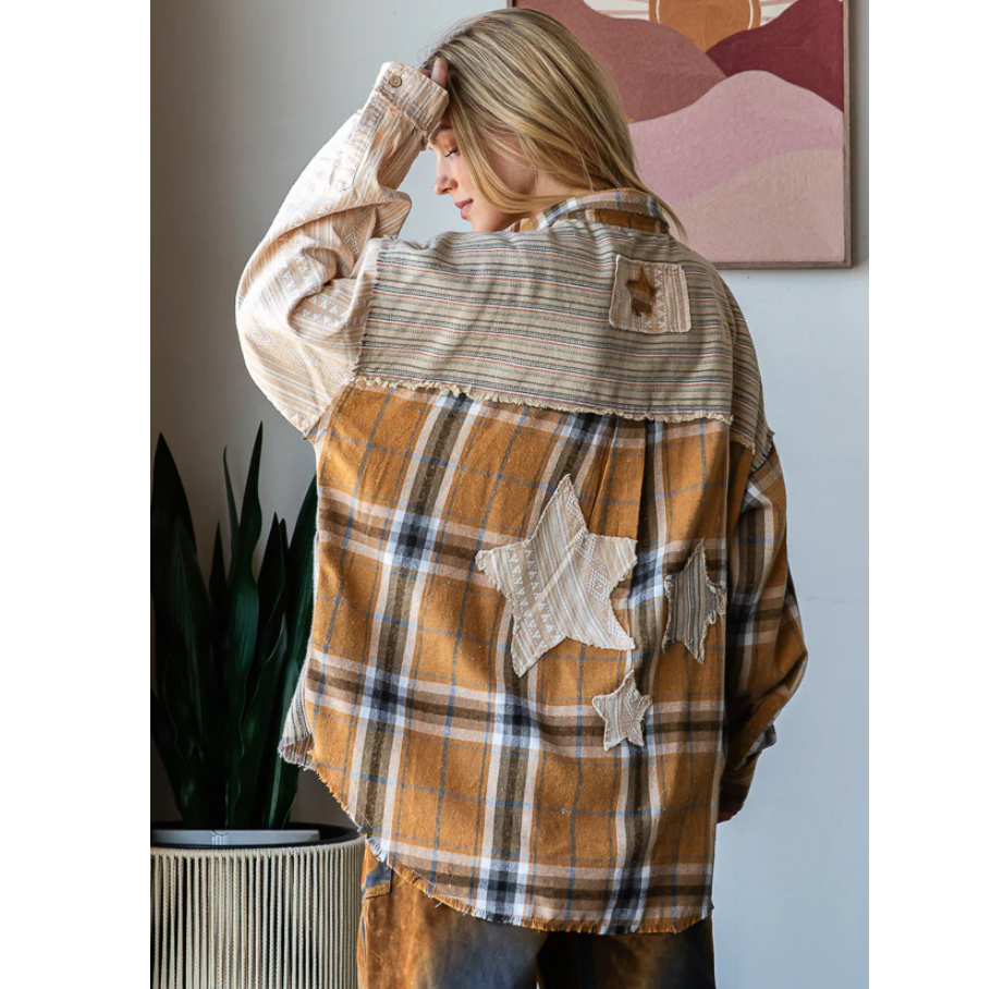 "Penny Lane" Mustard Cream Star Shirt