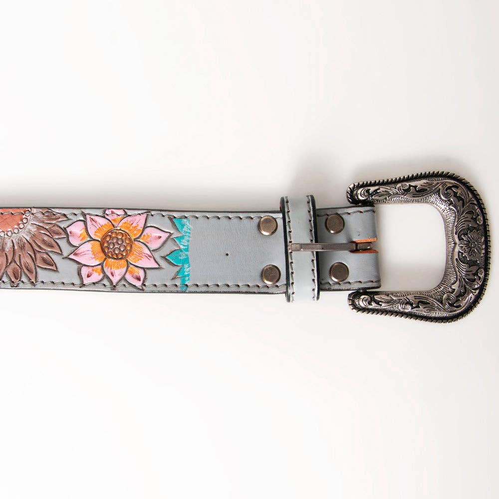 "Silver Love" Hand Tooled Leather Belt