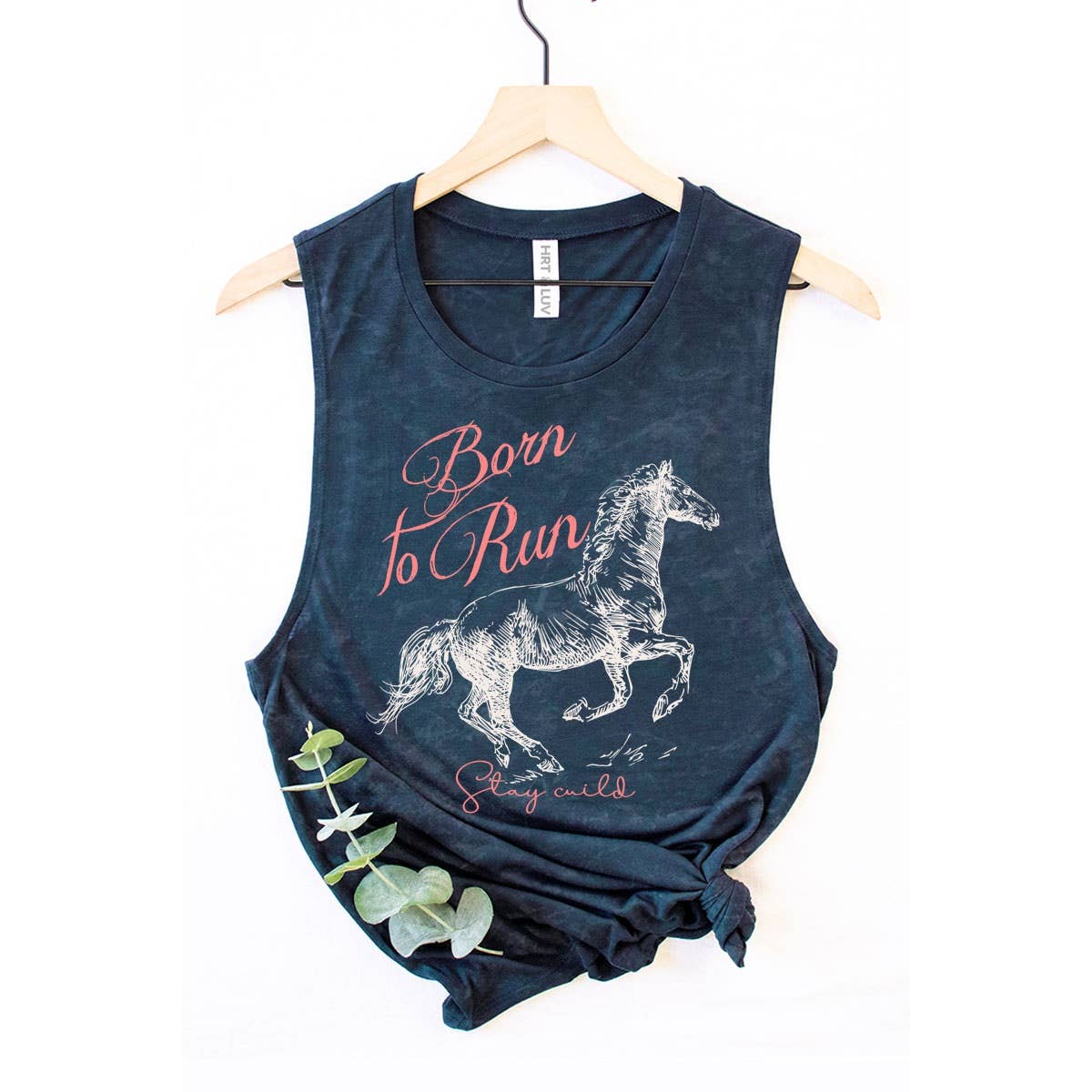 "Born to Run" Mineral Wash Graphic Tee White