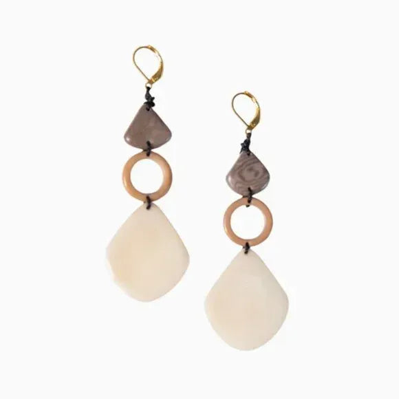 "Estela" Vegan Ivory Tagua Earrings in Cafe con Leche