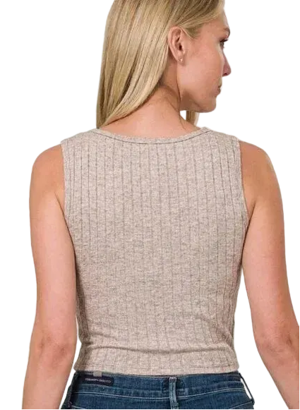 "Shortie" Mocha Ribbed Cropped Tank Top