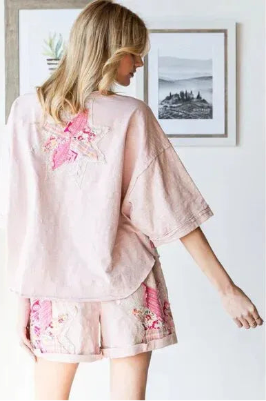 "Galactic Star" Shorts and Tee Set in Pink