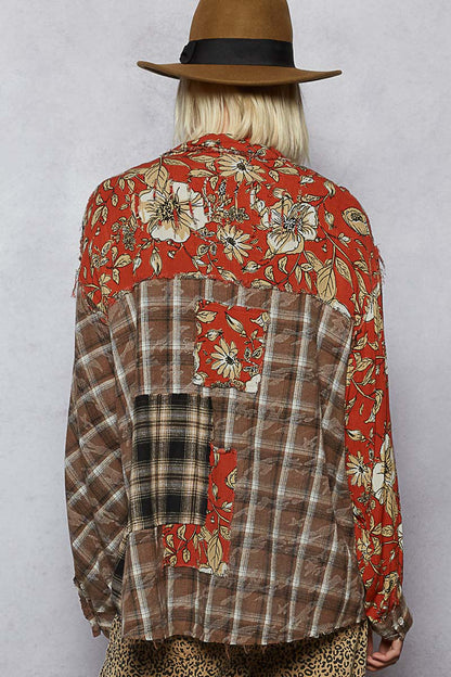 "Pauline" Chocolate Multi Plaid Button Up Cotton Shirt
