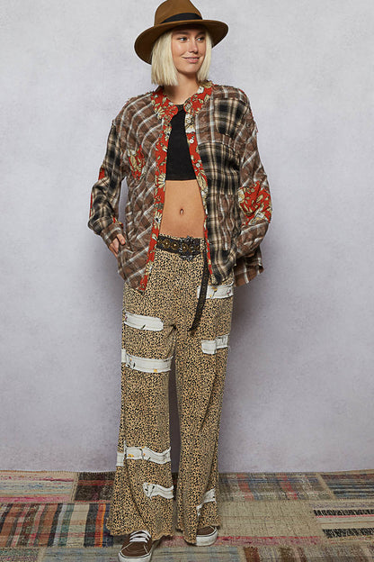 "Pauline" Chocolate Multi Plaid Button Up Cotton Shirt