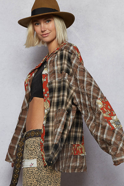 "Pauline" Chocolate Multi Plaid Button Up Cotton Shirt