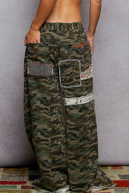 "Hawkeye" Camo Patches Skater Wide Leg Pants
