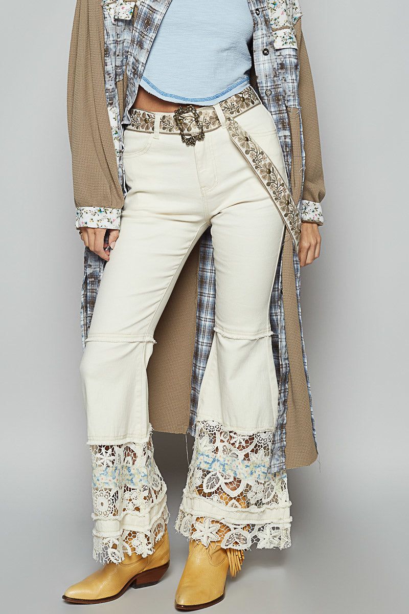 "Maeve" Belt Ivory in Green Florals