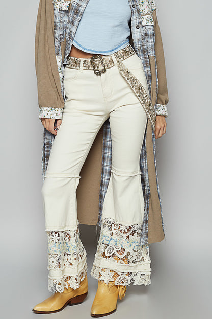 "Maeve" Belt Ivory in Green Florals