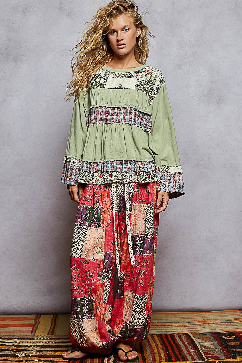 "Layla" Tiered Top in Tea Green