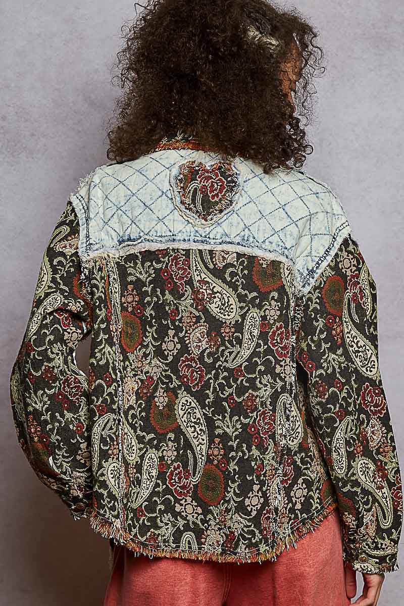 "Jackie Brown" Jacquard Quilted Patch Jacket