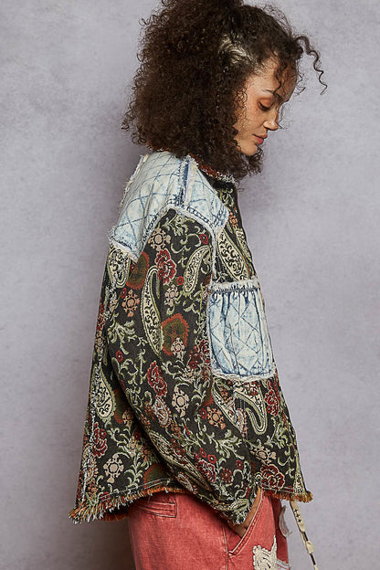 "Jackie Brown" Jacquard Quilted Patch Jacket