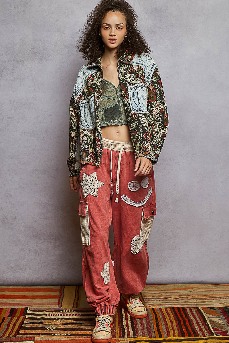 "Jackie Brown" Jacquard Quilted Patch Jacket