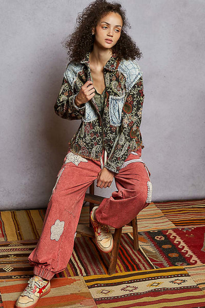 "Jackie Brown" Jacquard Quilted Patch Jacket