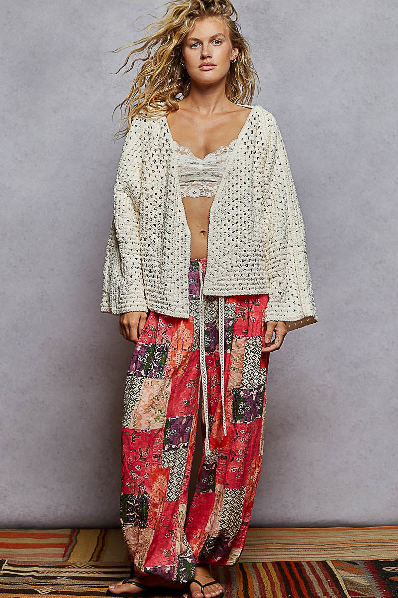 "Ola Mae" Crochet Cardigan Shrug in Cream Ivory