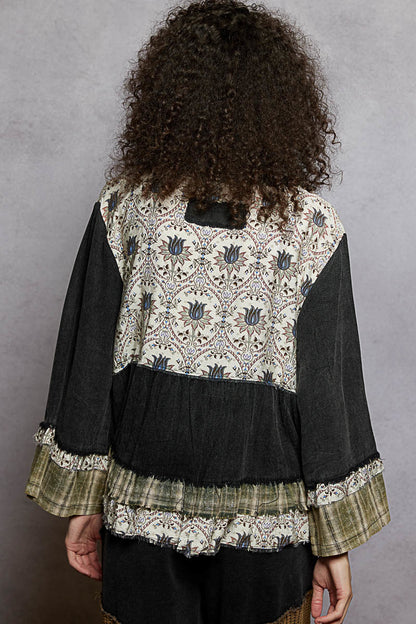 "Layla" Ruffled Tiered Top in Black