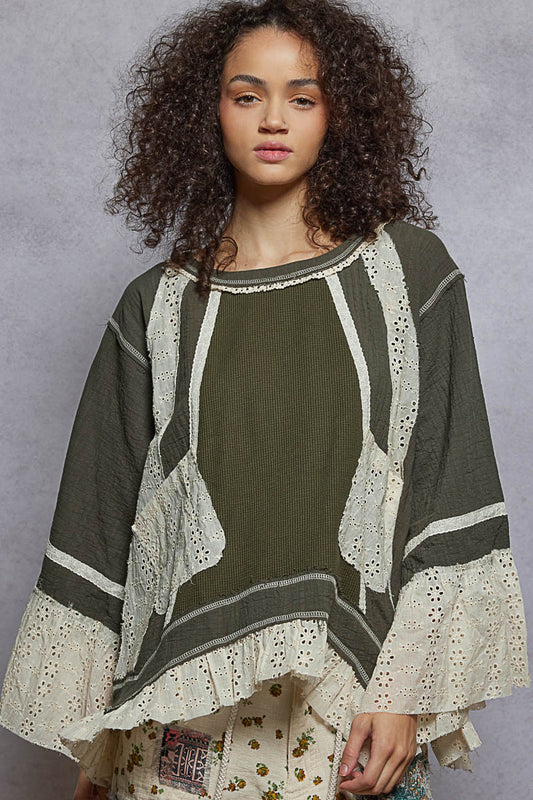 "Catalina" Lace Double Gauze Thermal Cotton Top