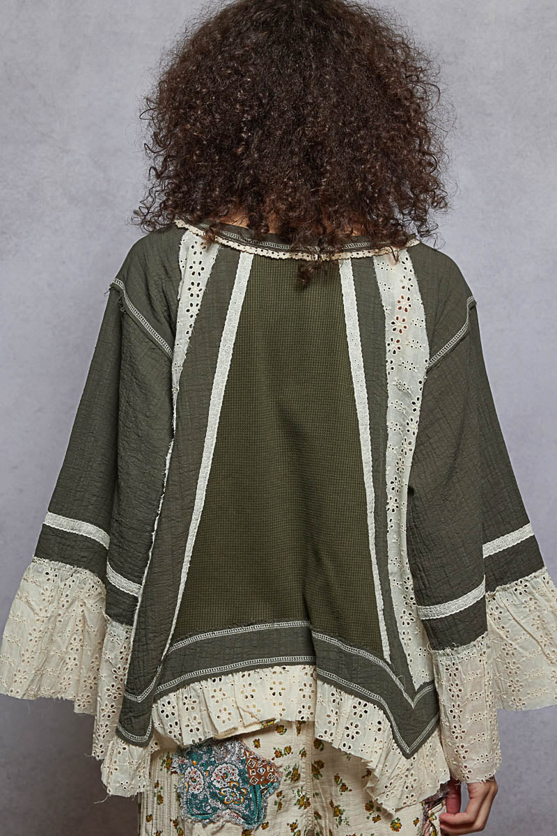 "Catalina" Lace Double Gauze Thermal Cotton Top