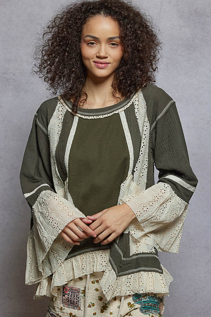 "Catalina" Lace Double Gauze Thermal Cotton Top