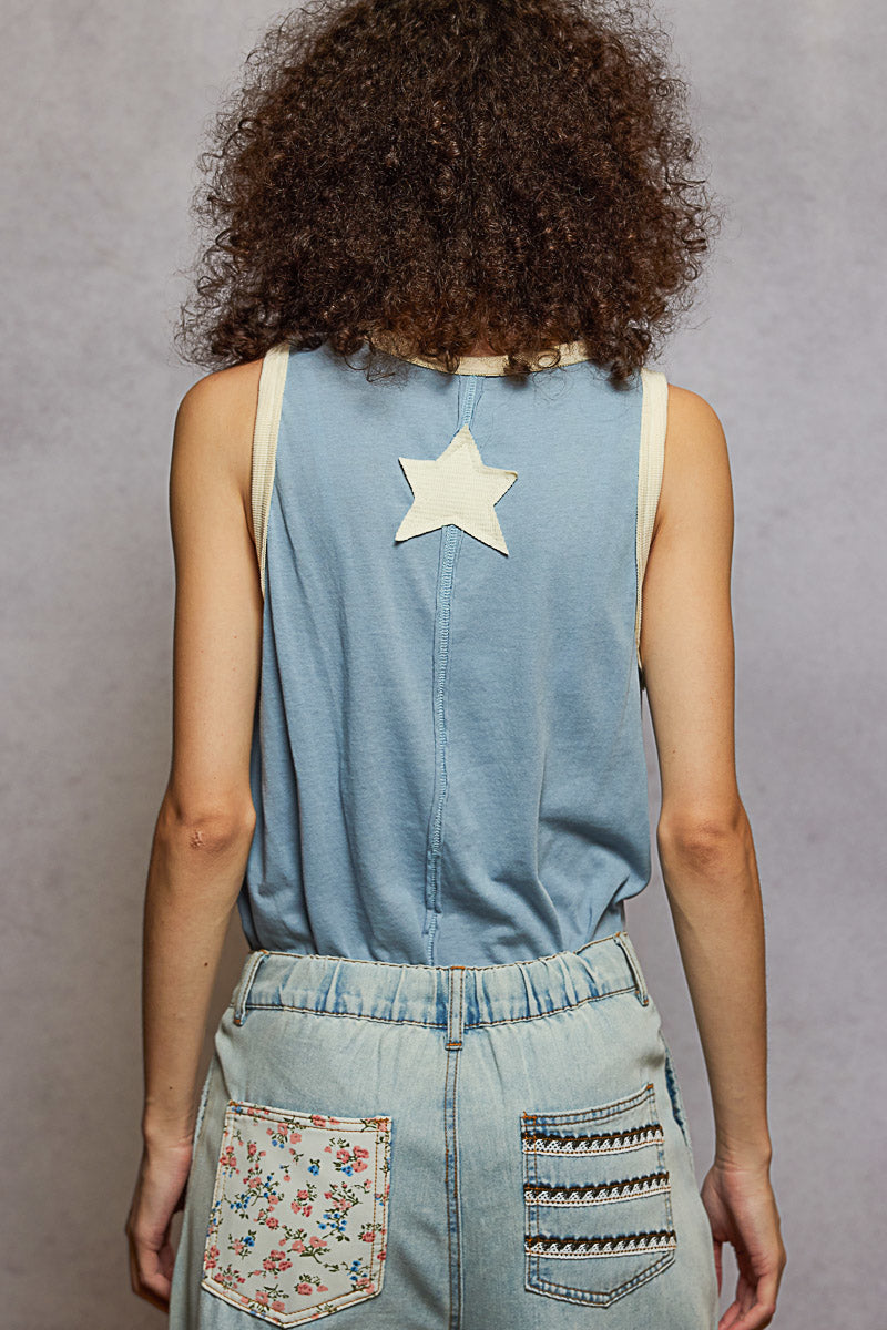 "Daystar" Star Applique Tank Top in Blue Mist ⭐SALE⭐