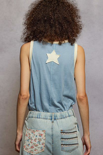 "Daystar" Star Applique Tank Top in Blue Mist ⭐SALE⭐