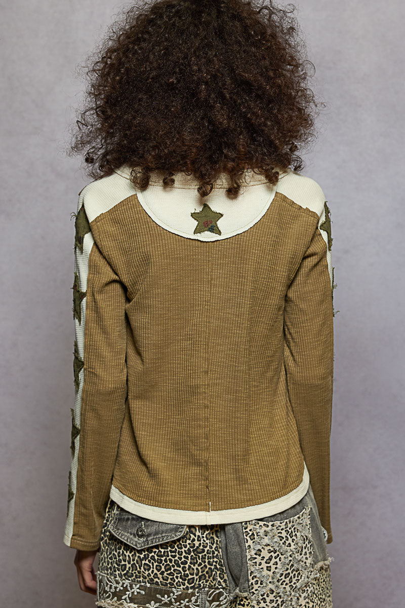 "Millie Star" Olive Green Double Gauze Star Top