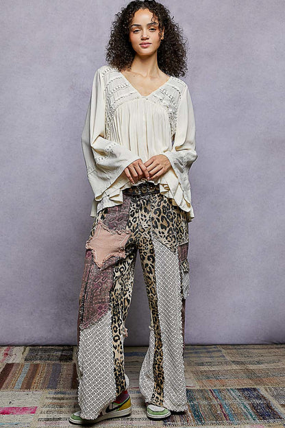 "Lady Day" Cream Off White Ruffle Rayon Top