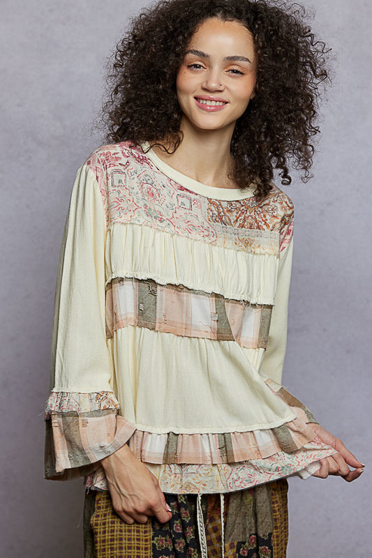 "Layla" Tiered Top in Cream