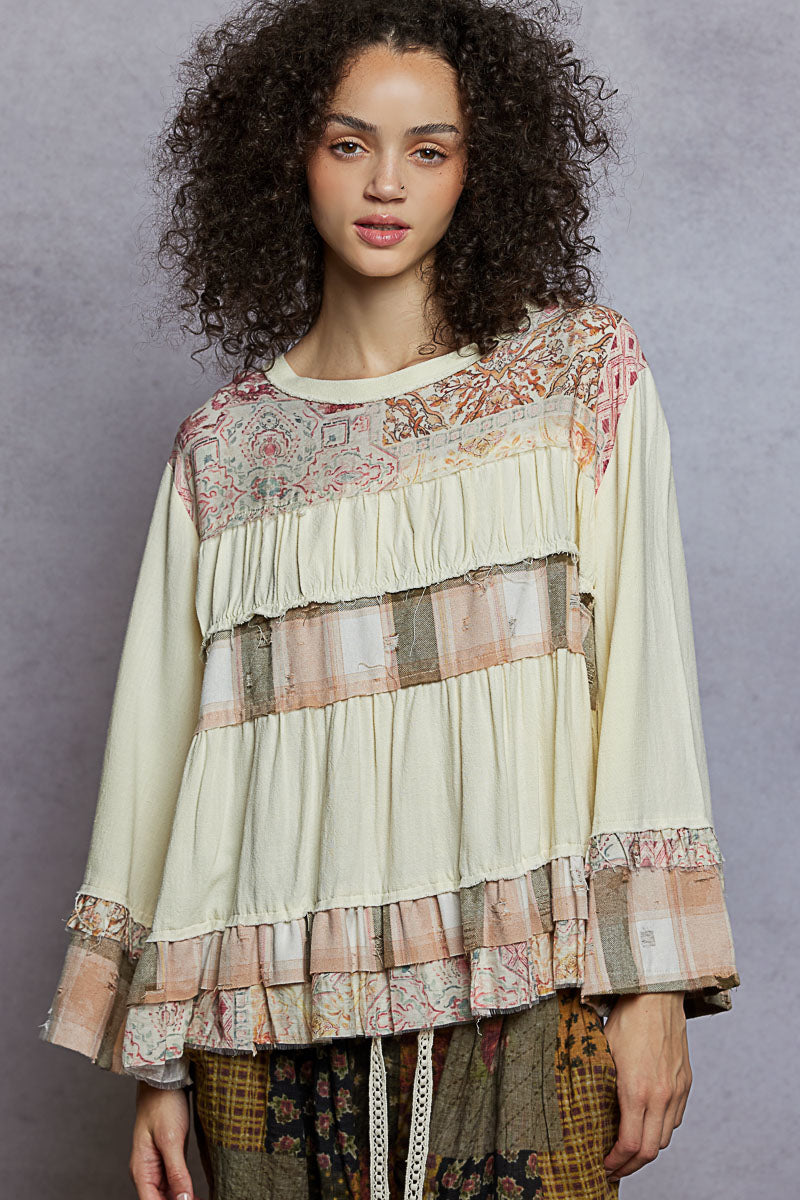 "Layla" Tiered Top in Cream