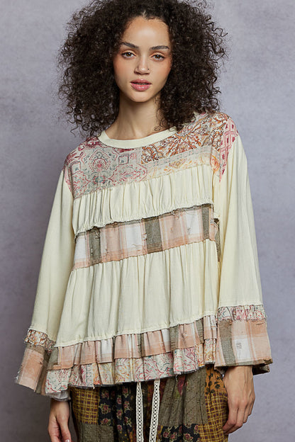 "Layla" Tiered Top in Cream