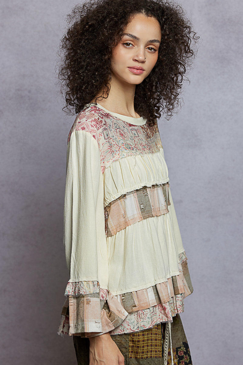 "Layla" Tiered Top in Cream