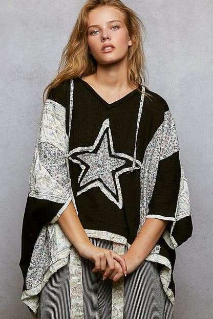 "Celestial Night" Applique Hoodie Top