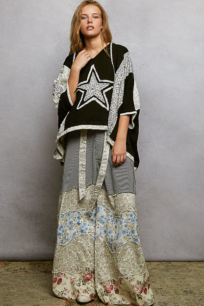 "Celestial Night" Applique Hoodie Top