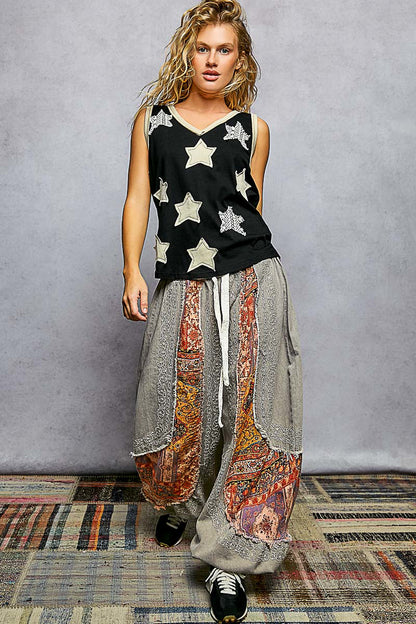 "Daystar" Star Applique Tank Top in Black ⭐SALE⭐