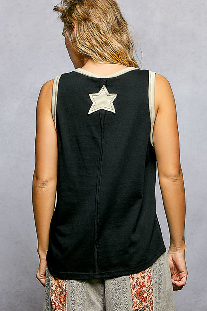 "Daystar" Star Applique Tank Top in Black ⭐SALE⭐