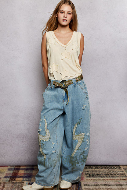 "Daystar" Star Applique Tank Top in Cream ⭐SALE⭐